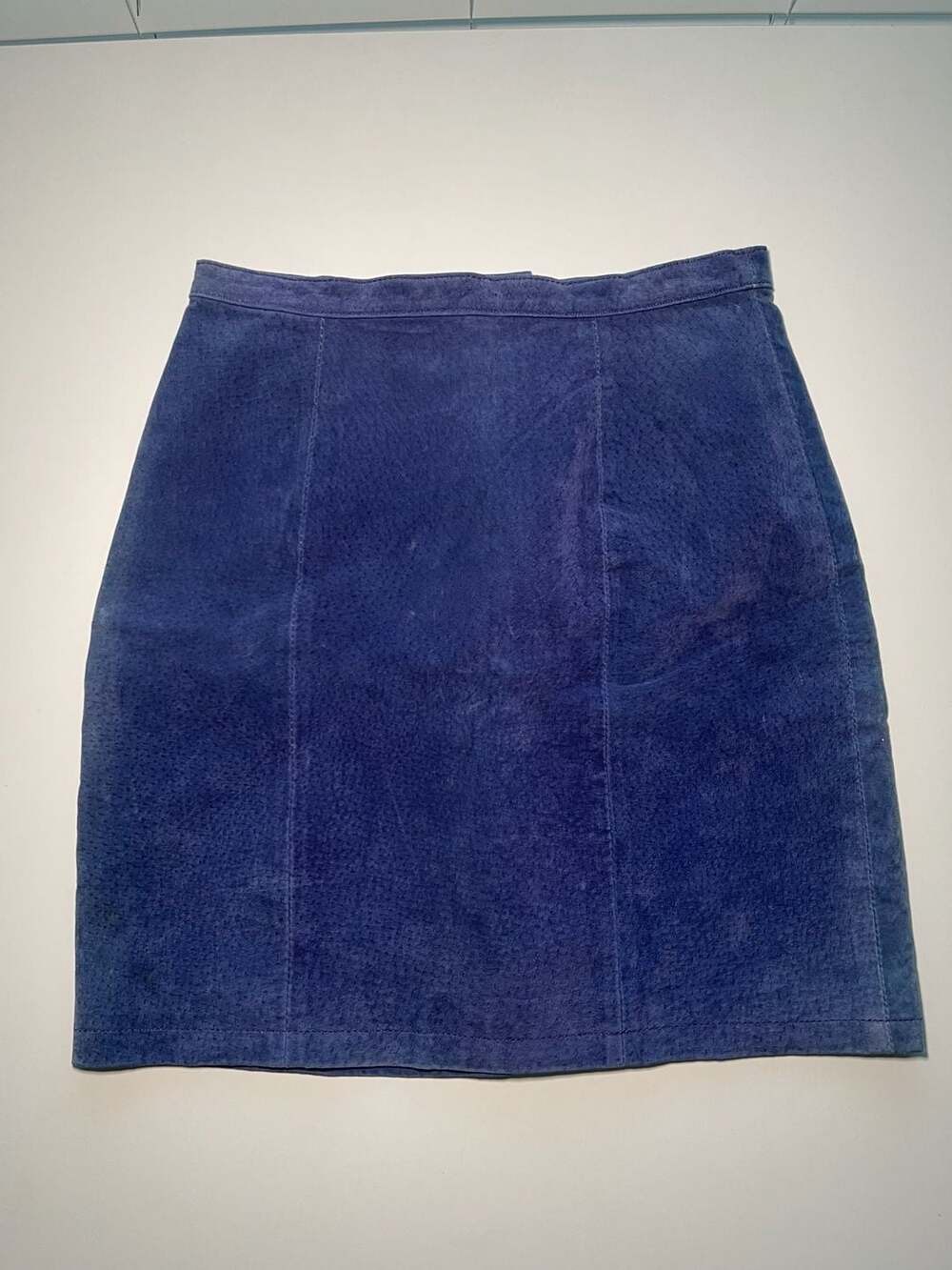 Water Collection Vintage Blue Suede Leather Mini Skirt Size 7